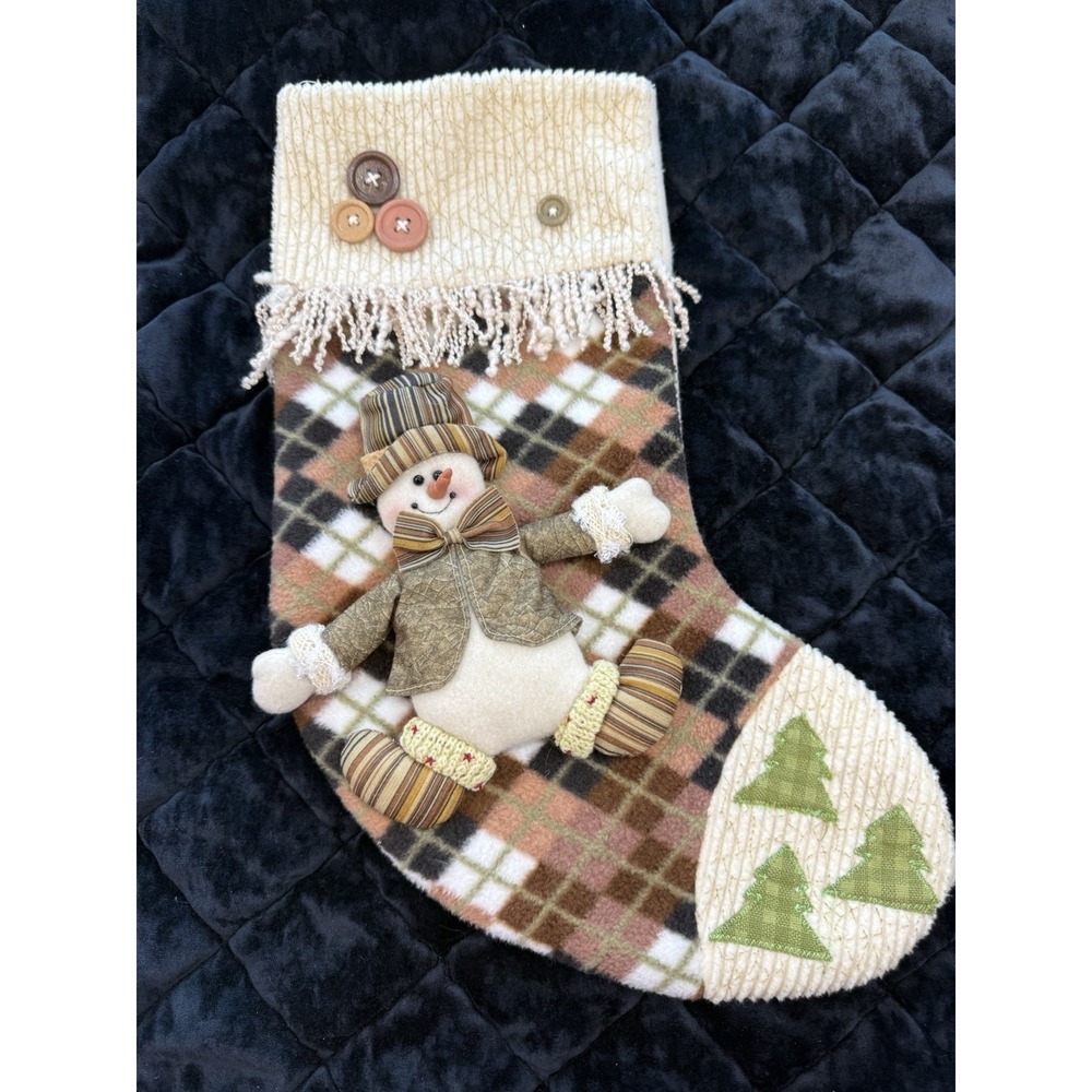 3D Snowman Christmas Stocking Cottage Core Country Core Christmas Trees